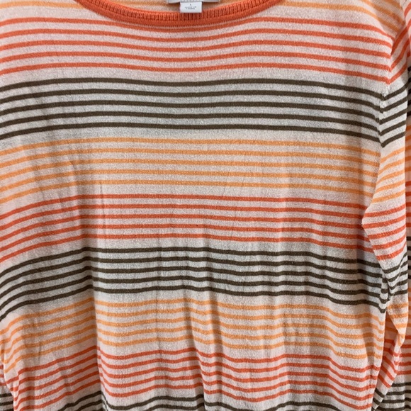 Guided Series Coral Grey Yellow Striped Sweater - Picture 4 of 7